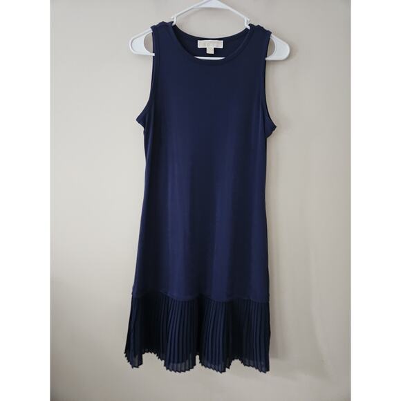 MICHAEL Michael Kors Women Navy Blue Sleeveless Pleated Hem Dress Size XS - Picture 1 of 5